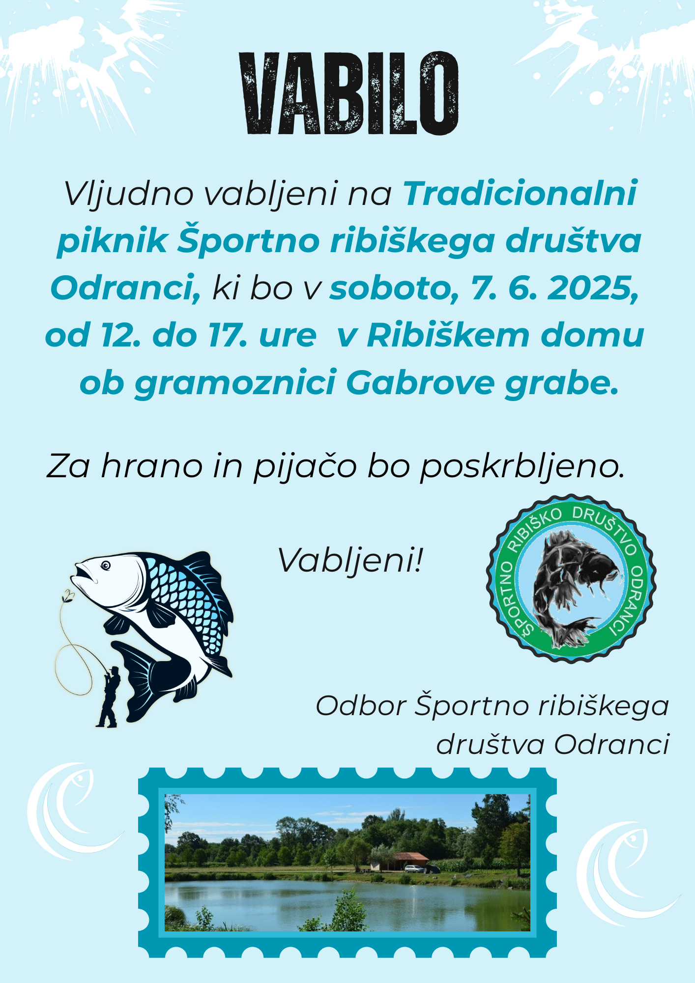 Vabilo - Tradicionalni  piknik Športno ribiškega društva Odranci
